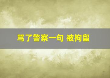 骂了警察一句 被拘留